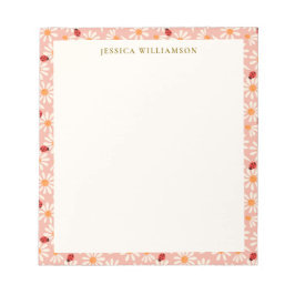 Ladybugs and Daisies Personalized Name Anteckningsblock