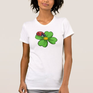 Ladybugs and Green Leaves Nature Illustration Past T Shirt