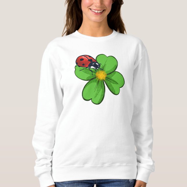 Ladybugs and Green Leaves Nature Illustration Past T Shirt (Framsida)
