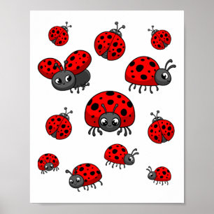 Ladybugs Art for Boy Girl Kid Småbarn Insekt Ladyb Poster