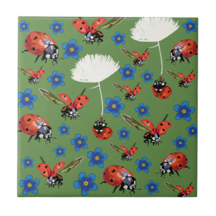 Ladybugs Ceramic Photo Tile Kakelplatta