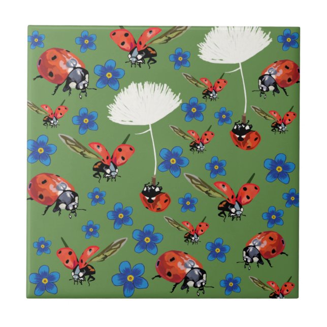 Ladybugs Ceramic Photo Tile Kakelplatta (Framsidan)