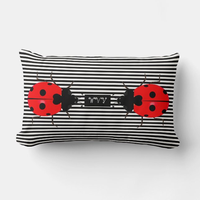 Ladybugs Cute Rand Lumbar Dekorativ kudde (Framsida)