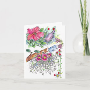 Ladybugs Flowers Domino Nature Sketchbook Kort