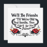 Ladybugs Friends Vänskap Birthday Funny Aging Kort<br><div class="desc">Groovy tatuering stil vintage design ladybugs kompisars vänskap födelsedag lustig åldring humor...  Vi blir vänner. "Vi är gamla och envisa,  då blir vi nya vänner!" Perfekt för årsdagen make   fru,  födelsedag,  valentines day,  jul,  Hanukkah,  Kwanzaa...  vilken dag som helst!</div>
