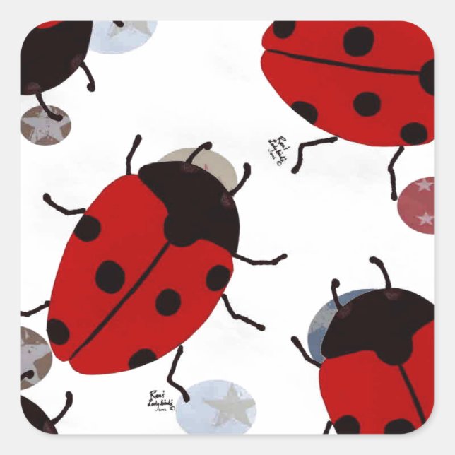 LADYBUGS FYRKANTIGT KLISTERMÄRKE (Framsida)
