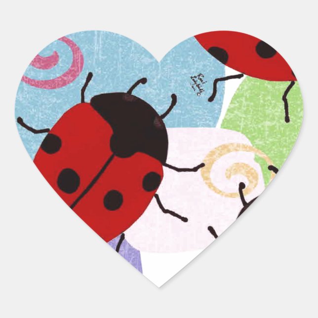 LADYBUGS HJÄRTFORMAT KLISTERMÄRKE (Framsida)