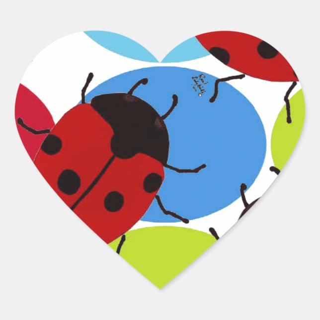 LADYBUGS HJÄRTFORMAT KLISTERMÄRKE (Framsida)