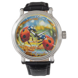 Ladybugs i en droppe vatten armbandsur