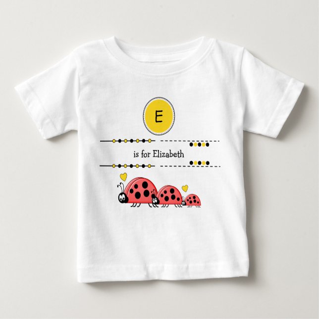 Ladybugs lägger till svart och gult från namn t shirt (Framsida)