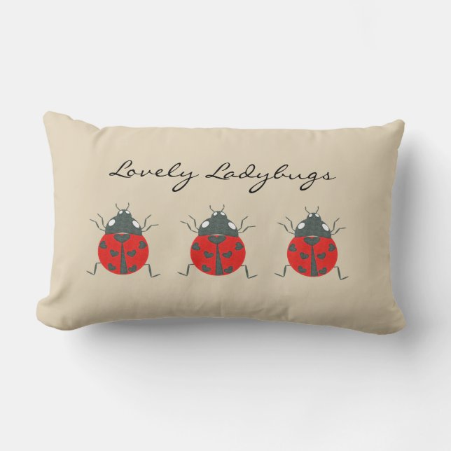 Ladybugs | Loful Trio of Ladybugs Lumbar Pillow Lumbarkudde (Framsida)