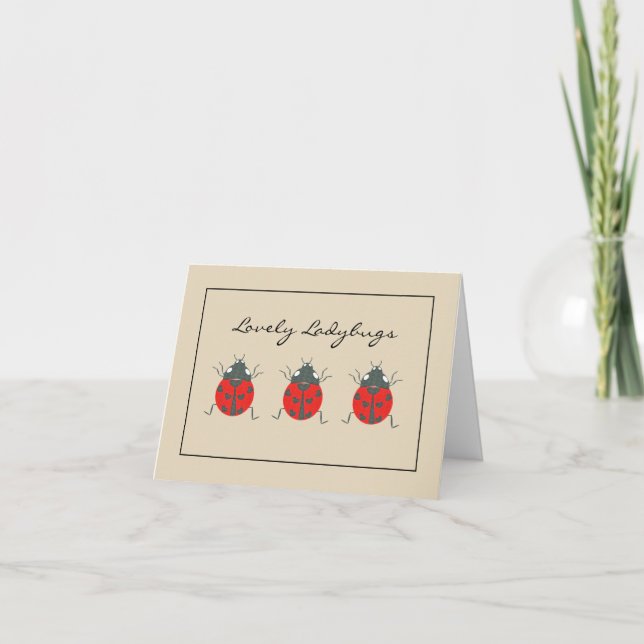 Ladybugs | Lös trio Ladybugs Blank Notecards Anteckningskort (Framsida)