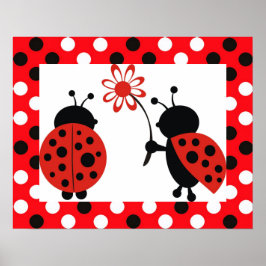 Ladybugs med blomma Poster