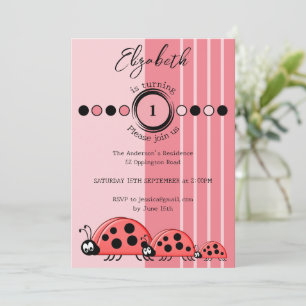 Ladybugs namn svänger 1 röd rosa 1 födelsedag inbjudningar
