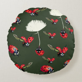 Ladybugs, Nyckelpiga Round Cushion Rund Kudde