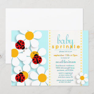 Ladybugs och Daisy Baby Sprinkle-inbjudningar Inbjudningar