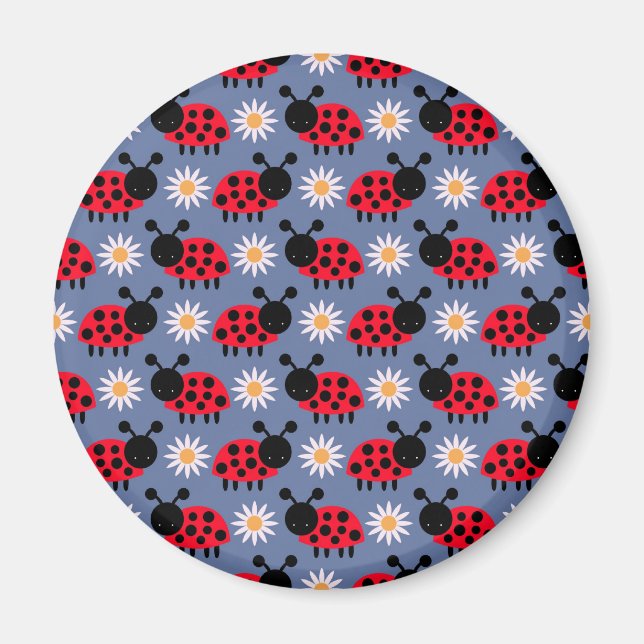 Ladybugs och Daisyn Mönster Magnet (Framsidan)