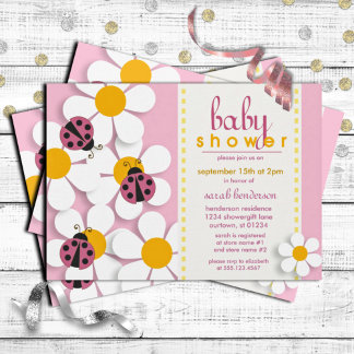 Ladybugs och Daisys inbjudningar till babyskor