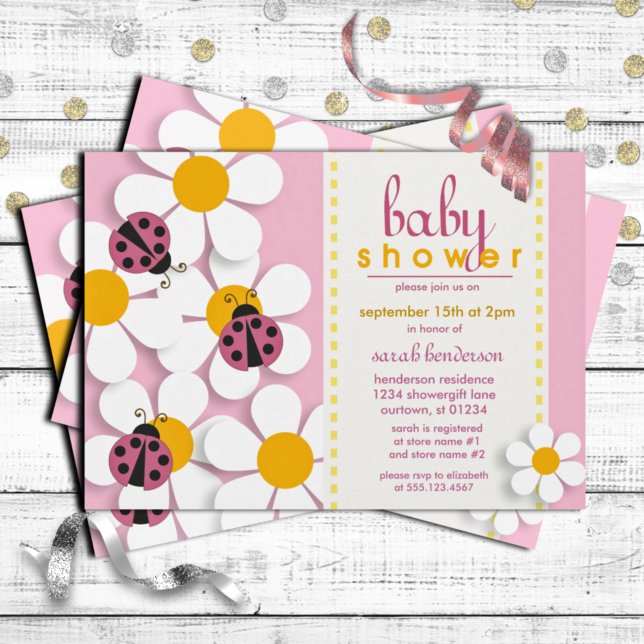 Ladybugs och Daisys inbjudningar till babyskor (Skapare uppladdad)