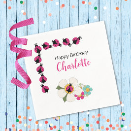 Ladybugs och Flowers Födelsedagsfest Pappersservett