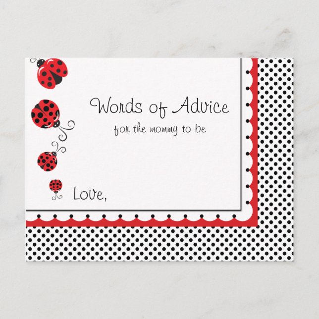 Ladybugs och Polka dots Mamma Advice Card Rådkort (Framsida)