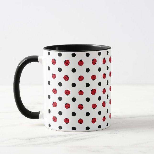 Ladybugs och polka dots mugg (Vänster)