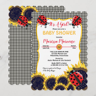 Ladybugs och solblommor Det är en babyskabruk för Inbjudningar