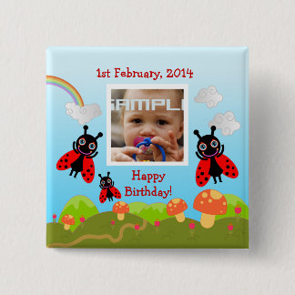 Ladybugs önskar grattis på födelsedagen med foto knapp