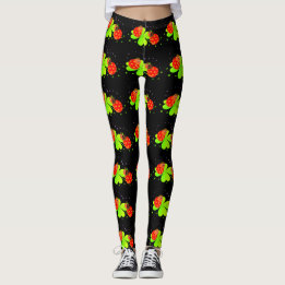 Ladybugs på Shamrock Mönster Black Leggings
