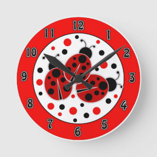 Ladybugs Polka dots Wall Clock Rund Klocka