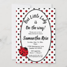 Ladybugs retro polka dots babyduschinbjudan