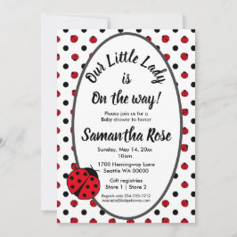 Ladybugs retro polka dots babyduschinbjudan inbjudningar