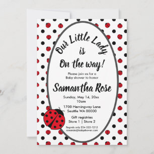 Ladybugs retro polka dots babyduschinbjudan inbjudningar