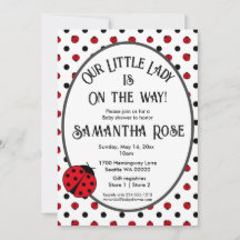 Ladybugs retro polka dots babyduschinbjudan