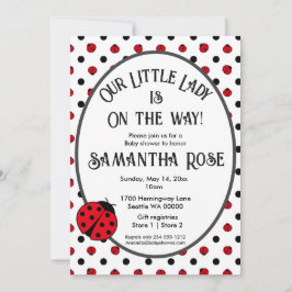 Ladybugs retro polka dots babyduschinbjudan inbjudningar