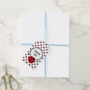 Ladybugs retro polka dots presentetikett