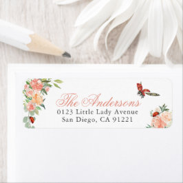 Ladybugs & Roses Return Address Returadress Etikett