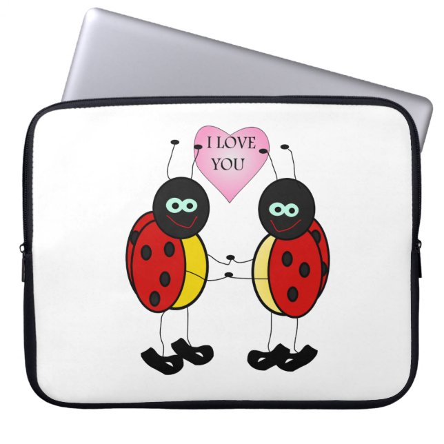 Ladybugs tillsammans som håller händer i kärlek laptop sleeve (Framsidan)