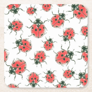 Ladybugs Underlägg Papper Kvadrat