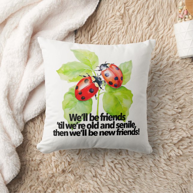 Ladybugs vänskap citerar lustig BFF-äldre senil Kudde (Filt)
