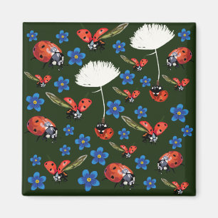 Ladybugs Vår Square Magnet