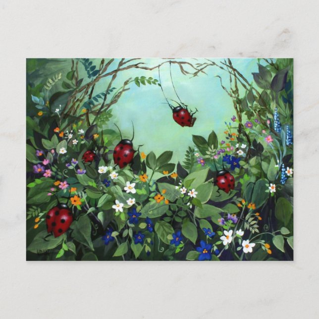 Ladybugs vid uppspelningskort vykort (Framsida)