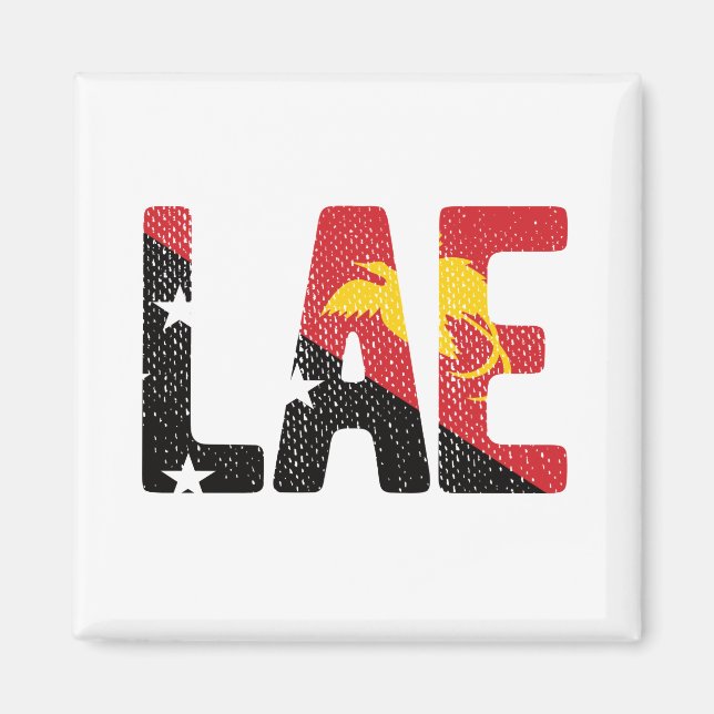Lae med Papua Nya Guinea Flagga Magnet (Framsidan)