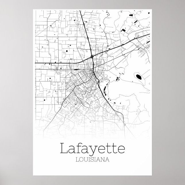 Lafayette Karta - Louisiana - City Karta Poster (Framsidan)
