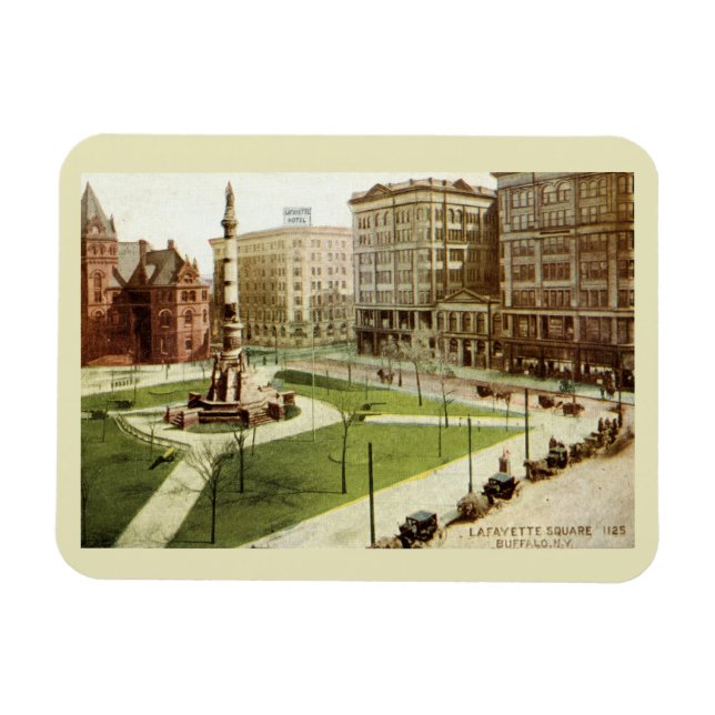 Lafayette Square Buffalo NY 1915 vintage Postcard Magnet (Horisontell)