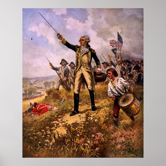 Lafayette's Baptism of Fire by E. Percy Moran Poster (Framsidan)