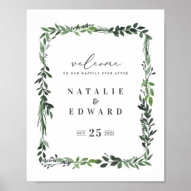 lafy vattenfärgsgeometric bröllop poster (Framsidan)