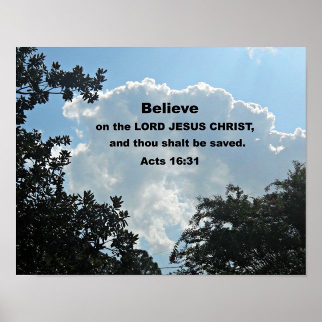 Lag 16:31 Tro på Herren Jesus Kristus... Poster (Framsidan)