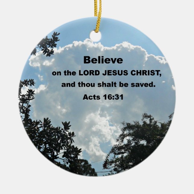 Lag 16:31 Tro på Jesus Kristus Julgransprydnad Keramik (Framsidan)