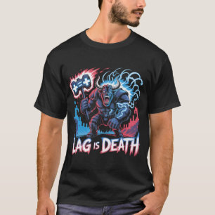 Lag är Död Funny Gamer T-Shirt Cyberpunk Minotau